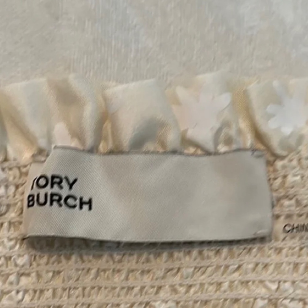 Tory Burch Silk Dupioni Smocked Midi Dress Beige Scatter Daisy Size 4 NWT - Picture 8 of 8